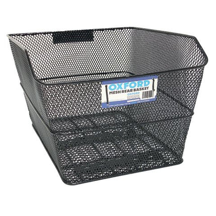 BICYCLE PARTS - REAR BASKET BLACK WITH FITTINGS, L: 39CM W: 25CM H: 21CM REAR, 15CM FRONT - QUALITY OXFORD PRODUCT