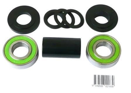 BICYCLE PARTS - BOTTOM BRACKET SET - FOR 19MM, MID TYPE, DOES NOT INCLUDE SPINDLE, WITH SEALED BEARINGS, SET OF 10 PIECES, BLACK
