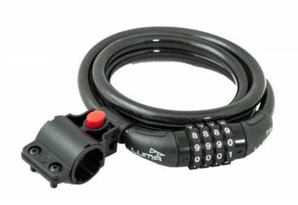 BICYCLE PARTS - LOCK COMBINATION RESETTABLE 12MM X 1800 MM, W/ BRACKET, LUMA NO1 LOCK BRAND IN SPAIN