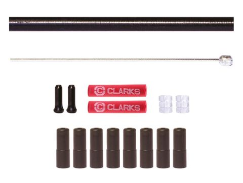 BICYCLE PARTS - GEAR KIT - INNER & OUTER, QTY 2 X 2300MM STAINLESS STEEL CABLES, BLACK SP 4MM 2700MM HOUSING, W/8 FERRULES, 2 DONUTRS AND 2 END CAPS