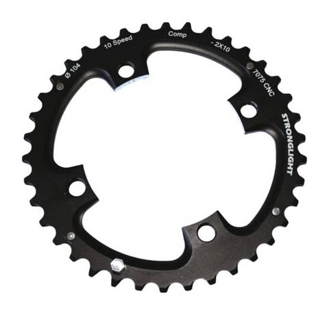 BICYCLE PARTS - MTB CHAINRING, SHIMANO, 104/64 - 2X10, 7075 - T6 BLACK, 2X10 SPEED, 104 BCD, OUTER NOT THREADED, 36T, 4 ARMS