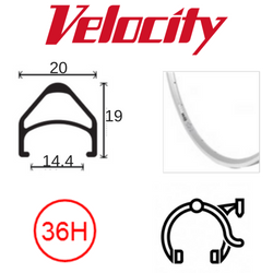 BICYCLE PARTS - RIM 16 X 1 3/8 X 14MM - VELOCITY AEROHEAD - 36H - (349 X 14) - PRESTA VALVE - RIM BRAKE - D/W - SILVER - MSW