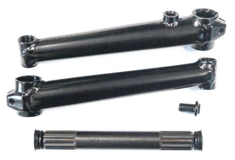 BICYCLE PARTS - CRANK SET - 3 PIECE, 175MM 19 X 8T GLOSS BLACK, SOLID SPINDLE, W/BOLT WITHOUT B.B. SETS