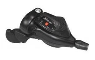 BICYCLE PARTS - LEFT HAND SHIFTER - 3 SPEED, THUMB TAP DUAL TRIGGER, WITH 1600MM CABLE, SUNRACE, BLACK.