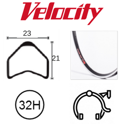 BICYCLE PARTS - RIM 700C X 23MM - VELOCITY MAJOR TOM (TUBULAR) - 32H - (622 X 23) - PRESTA VALVE - RIM BRAKE - D/W - BLACK (ANODISED) - MSW - TUBULAR RIM