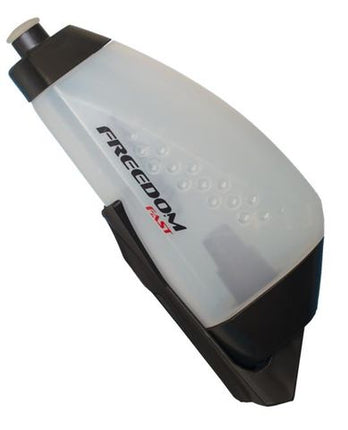 BICYCLE PARTS - NOW INCREDIBLE VALUE AERO HYDRATION SYSTEM BOTTLE WITH MOUNTING PIN - FREEDOM FAST (AERO BOTTLE) WITH FREEDOM CYCLING SYSTEMS MOUNTING PIN, TRANSLUCENT BOTTLE WITH BLACK LID