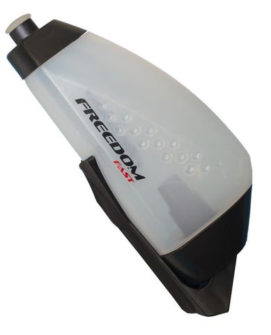 BICYCLE PARTS - NOW INCREDIBLE VALUE AERO HYDRATION SYSTEM BOTTLE WITH MOUNTING PIN - FREEDOM FAST (AERO BOTTLE) WITH FREEDOM CYCLING SYSTEMS MOUNTING PIN, TRANSLUCENT BOTTLE WITH BLACK LID
