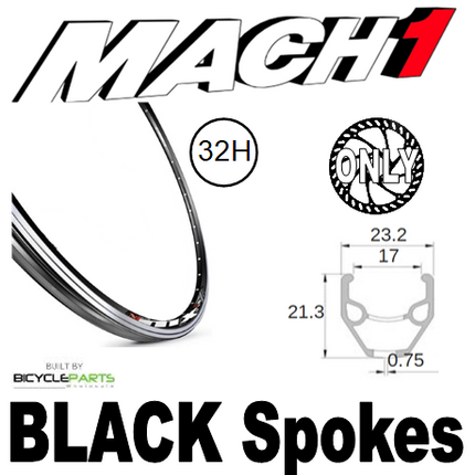 Mach1 MX 26-inch Black Bike Wheel For 8/11 Speed, 12mm Thru Axle, 142mm OLD, 6 Bolt Disc Hub, Novatec Sealed Hub, Mach 1 Spokes