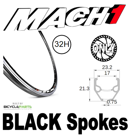 Mach1 MX 26-inch Black Bike Wheel For 8/11 Speed, 12mm Thru Axle, 142mm OLD, 6 Bolt Disc Hub, Novatec Sealed Hub, Mach 1 Spokes