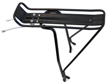 BICYCLE PARTS - CARRIER - REAR PANNIER RACK, HEAVY DUTY FOR 700C/29ER DISC BRAKE BIKES, 10MM ADJUSTABLE STAY LENGTH, FITTINGS SUPPLIED, ALLOY, BLACK, 