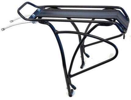 BICYCLE PARTS - CARRIER - REAR PANNIER RACK, HEAVY DUTY FOR 26 /650B DISC BRAKE BIKES, 10MM ADJUSTABLE STAY LENTH, FITTINGS SUPPLIED, ALLOY, BLACK