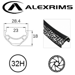BICYCLE PARTS - RIM 29ER X 23MM - ALEX MD23 - 32H - (622 X 23) - PRESTA VALVE - DISC BRAKE - D/W - BLACK - EYELETED - TUBELESS READY - (ERD 600MM)