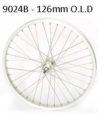 BICYCLE PARTS - WHEEL - REAR, SCREW - ON, NUTTED, 20 ALLOY 36H SILVER S/S SPOKES, OLD 126MM