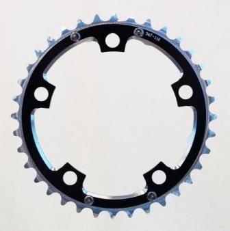 BICYCLE PARTS - CHAIN RING, 36T X 110 BCD FOR 9/10 SPEED, 7075 CNC ALLOY, BLACK, W/RAMPS