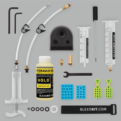 BICYCLE PARTS - BLEEDKIT - BLEED KIT WORKSHOP MASTER GOLD (FOR TEKTRO/TRP AND SHIMANO HYD. BRAKES) WITH ADAPTER FOR SHIMANO DROP BAR HYDRAULIC BK - 99033 PREMIUM PRODUCT MADE IN SLOVENIA