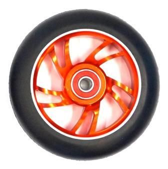 BICYCLE PARTS - SCOOTER WHEEL, ALLOY, 110MM INCL ABEC - 9 BEARING, ORANGE CORE, SENSATIONAL