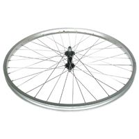 Mach1 Front Bicycle Wheel 26 Inch Silver Alloy Rim Black Steel Hub Galvanised Spokes For Cycling Replacement Parts