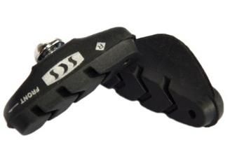 BICYCLE PARTS - BRAKE PADS - CALIPER BRAKE PADS, SHIMANO STYLE, 50MM (SOLD IN PAIRS) SCS PREMIUM PATENTED COMPOUND - CERAMIC FIBRE PLUS RUBBER + RED PU RESIN INSERT