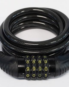COMBINATION Cable Lock 10mm X 1800mm Black Steel Bicycle Security Anti-theft Bike Accessory