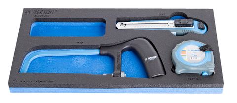 BICYCLE PARTS - UNIOR - SET OF UNIVERSAL KNIFE, SAW AND MEASURING TAPE IN SOS TOOL TRAY 621079 BICYCLE TOOL, 
