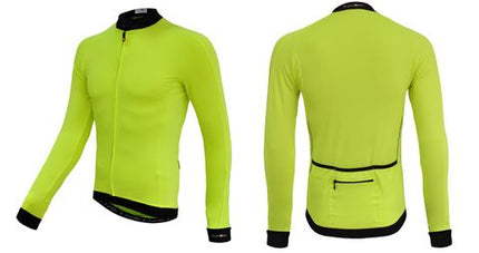 BICYCLE PARTS - JERSEY - FUNKIER, PARMA, MENS, SUMMER LONG SLEEVE YELLOW JERSEY, FULL ZIP, LARGE
