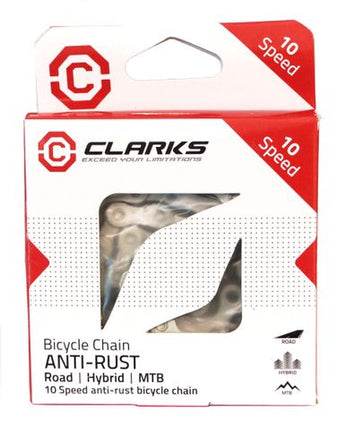 BICYCLE PARTS - CHAIN - 10 SPEED - CLARKS - SILVER - ANTI RUST - W/CONNECT LINK