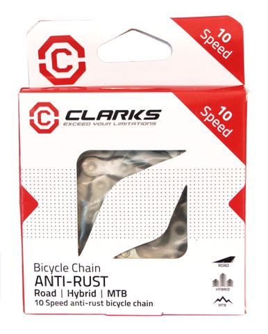 BICYCLE PARTS - CHAIN - 10 SPEED - CLARKS - SILVER - ANTI RUST - W/CONNECT LINK