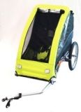 BICYCLE PARTS - TRAILER FOR SINGLE CHILD. STEEL FRAME, 40KG CAPACITY, 16 WHEELS, BRIGHT GREEN CANOPY. (OPTIONAL EXTRA 9823S - CONVERTS TRAILER TO STROLLER)