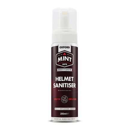 BICYCLE PARTS - OXFORD MINT HELMET SANITISER FOAM 200ML, CLEAN AND SAFELY SANITISE THE INTERIOR FABRIC ON HELMETS & SHOES
