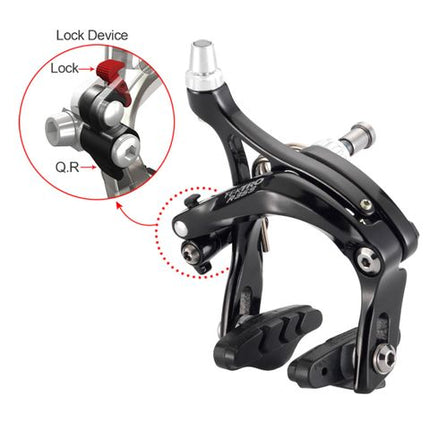 BICYCLE PARTS - BRAKE - TEKTRO CALIPER BRAKE SET, 47 - 57MM REACH, DUAL PIVOT, Q/R, FORGED ALLOY, DESIGN FOR BIG TYRES, RECESSED, BLACK (FRONT & REAR)