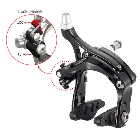 BICYCLE PARTS - BRAKE - TEKTRO CALIPER BRAKE SET, 47 - 57MM REACH, DUAL PIVOT, Q/R, FORGED ALLOY, DESIGN FOR BIG TYRES, RECESSED, BLACK (FRONT & REAR)