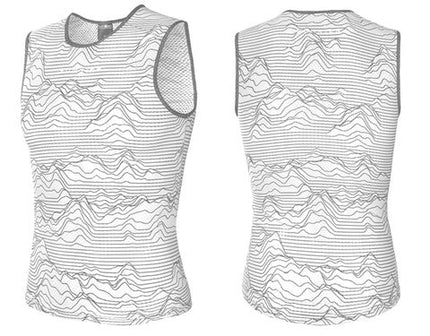 Funkier Sotto Sleeveless Men's Base Layer XL White Grey Mountain Line Art Cycling Apparel For Performance