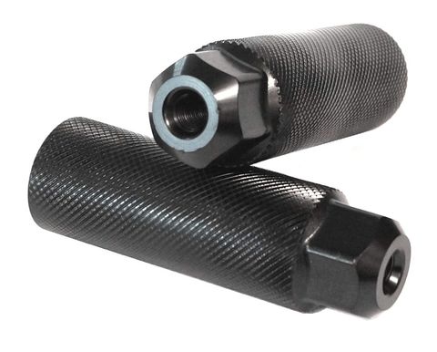 BICYCLE PARTS - STEEL FOOTPEGS, DIA 3/8 X 26T, 33MM X 102MM BLACK