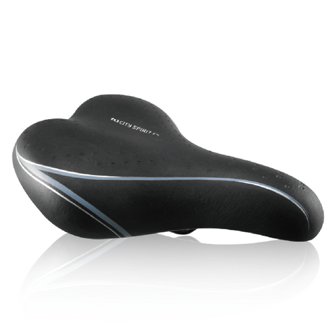 BICYCLE PARTS - SADDLE, LADIES, VINYL TOP, BLACK, BLACK RAILS, L:264 W:180MM, QUALITY DDK PRODUCT MADE IN TAIWAN