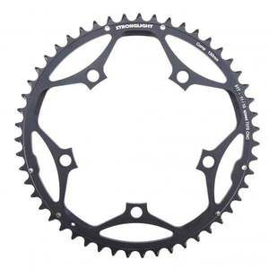 BICYCLE PARTS - ROAD CHAINRING, STANDARD, TYPE S - 7075 CNC, BLACK, 11/10, 130 BCD, OUTER, 53T, 5 ARMS STRONGLIGHT