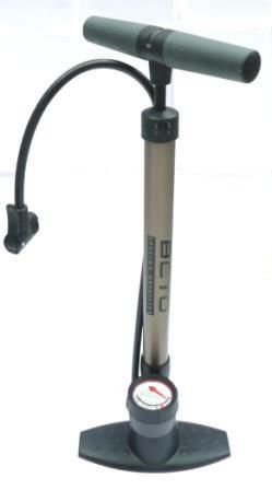 BICYCLE PARTS - BETO MAMBA FLOOR PUMP, ALLOY, W/GAUGE, AV/FV DUAL HEAD, 160PSI