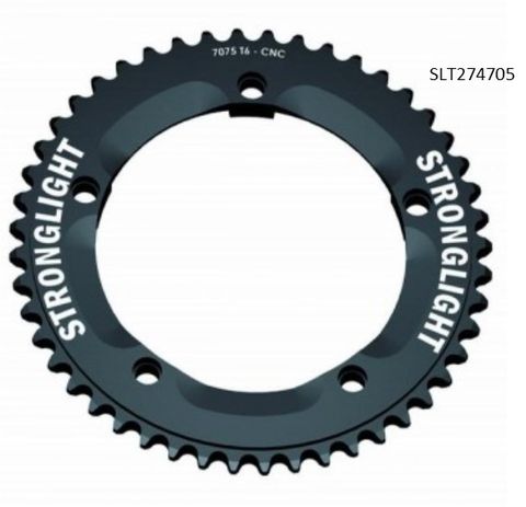 BICYCLE PARTS - CHAINRING - TRACK STRONGLIGHT , 50T, 7075 CNC BLACK - 144MM BCD, 5 HOLE FOR TRACK 1/2 X 1/8 SPD