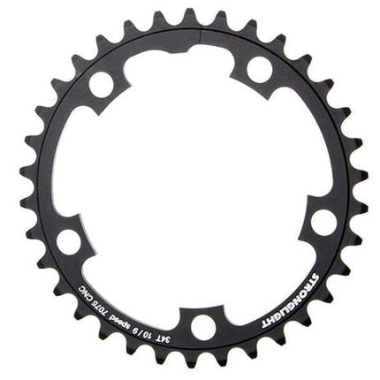 BICYCLE PARTS - CHAINRING - ROAD STRONGLIGHT , 34T, 7075 CNC BLACK - 110MM BCD, 5 HOLE FOR 9/10 SPD