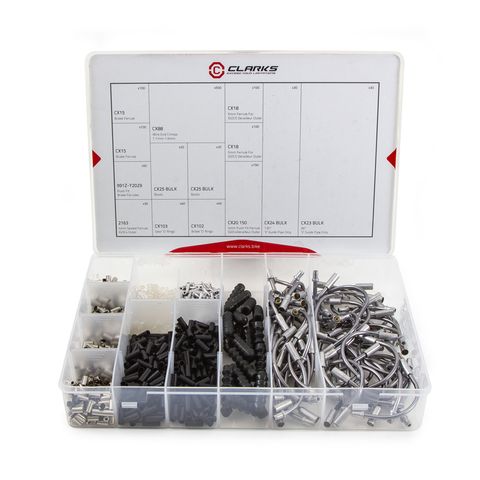 BICYCLE PARTS - WORKSHOP FITTINGS TRAY COMPONENTS INCLUDE, FERRULES, FOR BRAKE AND GEAR, ‘O’ RINGS, GUIDE PIPES - 11 DIFFERENT COMPONENTS, TOTAL 1,310PCES