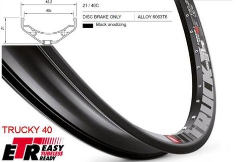 BICYCLE PARTS - RIM 27.5/650B X 40MM - MACH1 TRUCKY 40 - 32H - (584 X 40) - PRESTA VALVE - DISC BRAKE - D/W - BLACK - EYELETED - TUBELESS READY - MADE IN FRANCE - (ERD 559)
