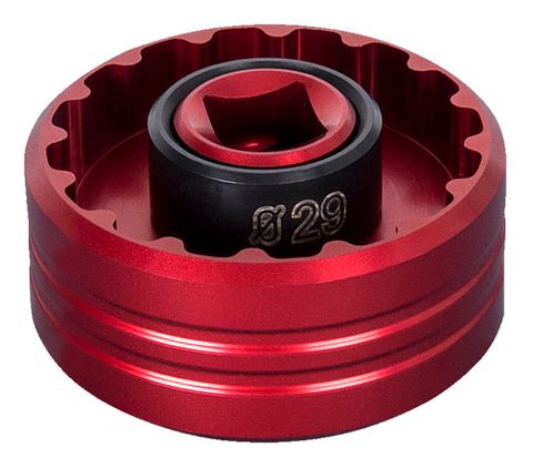 BICYCLE PARTS - BOTTOM BRACKET SOCKET, T47, ANODIZED RED 628495 ( 12 NOTCH 46.6MM TIP TO TIP/ 16 NOTCH 49.1MM TIP TO TIP )