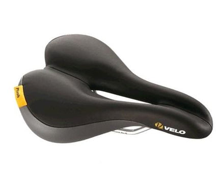 BICYCLE PARTS - SADDLE, VELO PLUSH PUMP OM, CUT - OUT TOURING SADDLE, 411G, 273MM X 179MM, INCLINED RIDING