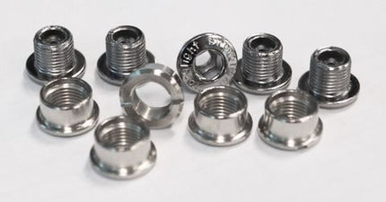 BICYCLE PARTS - CHAINRING BOLT KITS, SCREWS FOR TRACK CHAINRING, STEEL, SILVER