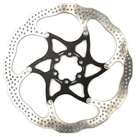 BICYCLE PARTS - ROTOR, 2PCE, 203MM, STAINLESS STEEL, 6 BOLT, BLACK CENTRE, TRP