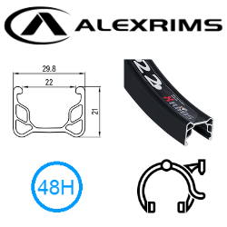 BICYCLE PARTS - RIM 20 X 22MM - ALEX Y22 - 48H - (406 X 22) - SCHRADER VALVE - RIM BRAKE - S/W - BLACK - (388 ERD)