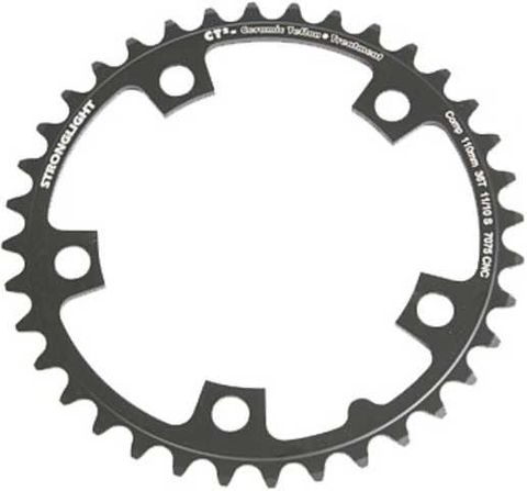 BICYCLE PARTS - CHAINRING - ROAD STRONGLIGHT , 36T, 7075 CNC BLACK CT2 - 110MM BCD, 5 HOLE FOR 10/11 SPD