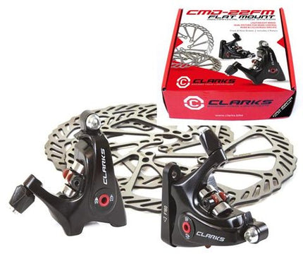 CLARKS CMD-22FM Mechanical Flat Mount Disc Brake Set With 140mm & 160mm Rotors For Road And Hybrid Bikes
