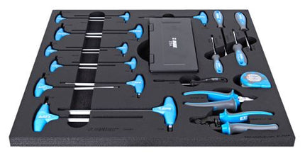 Unior 22pc Mechanic Tool Set Tray General Workshop Starter Kit With Allen Wrenches Pliers Screwdrivers Tape Measure Blue Gray