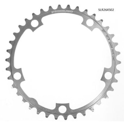 BICYCLE PARTS - CHAINRING - ROAD STRONGLIGHT , 38T, 7075 CNC SILVER - 130MM BCD, 5 HOLE FOR 9/10 SPD