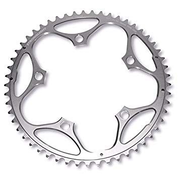 BICYCLE PARTS - CHAINRING - ROAD STRONGLIGHT , 52T, 7075 CNC SILVER - 130MM BCD, 5 HOLE FOR 9/10 SPD